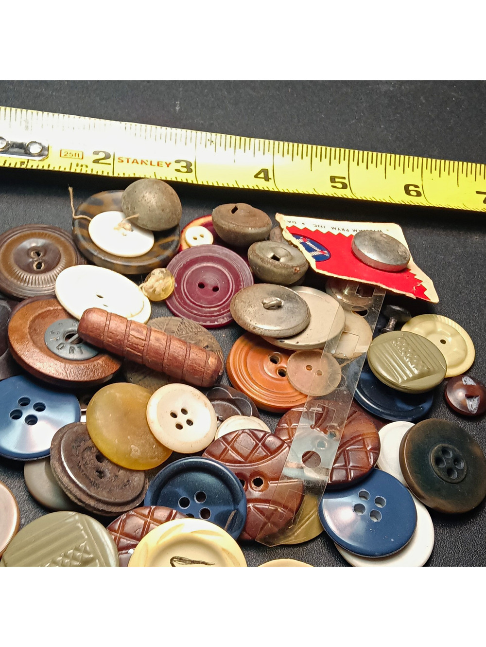 VTG Mixed Lot Round Sewing Buttons 21-50 pc Multicolor Brown White Blue wood